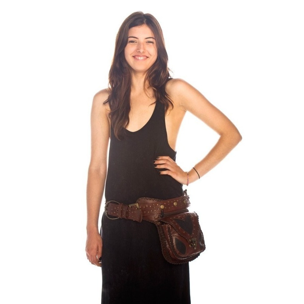 Happy Cow Australia Leather Belted Brass Riveted Waist Bag Fanny Pack‎ Western - Picture 3 of 15